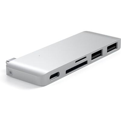 SATECHI 5-in-1 hub USB C Combo Multiport met 2 x USB-A 3.0-poorten, USB-C gegevens en opladen, micro/SD-schijven, aluminium dongle voor MacBook Air/Pro/Neo en Plus, zilver SATECHI 5-in-1 hub USB C Combo Multiport met 2 x USB-A 3.0-poorten, USB-C gegevens en opladen, micro/SD-schijven, aluminium dongle voor MacBook Air/Pro/Neo en Plus, zilver