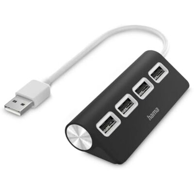 Hama usb 2.0 hub met 4 poorten, zwart Hama usb 2.0 hub met 4 poorten, zwart
