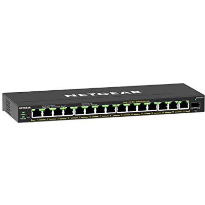 Netgear (GS316EPP) PoE Ethernet Switch 16 poorten RJ45 Gigabit (10/100/1000), Serie Plus Manageable PoE, RJ45 Switch met 15 PoE-poorten 231 W, 1 SFP-poort, stil, kantoor/wandformaat, ideaal voor MKB/TPE Netgear (GS316EPP) PoE Ethernet Switch 16 poorten RJ45 Gigabit (10/100/1000), Serie Plus Manageable PoE, RJ45 Switch met 15 PoE-poorten 231 W, 1 SFP-poort, stil, kantoor/wandformaat, ideaal voor MKB/TPE