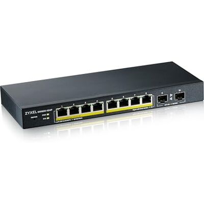 Zyxel 10-poorts Gigabit Ethernet PoE Switch (GS1900-10HP) beheerd, met 8 x PoE+ @ 77W, 2x SFP, desktop- of wandhouder, beperkte levenslange bescherming Zyxel 10-poorts Gigabit Ethernet PoE Switch (GS1900-10HP) beheerd, met 8 x PoE+ @ 77W, 2x SFP, desktop- of wandhouder, beperkte levenslange bescherming