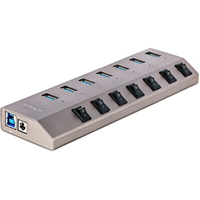 StarTech 5G7AIBS-USB-HUB-EU 7-poorts zelfaangedreven USB-C-hub met individuele aan/uit-schakelaars, 5 Gbps USB 3.0 uitbreiding met voeding, desktop/laptop StarTech 5G7AIBS-USB-HUB-EU 7-poorts zelfaangedreven USB-C-hub met individuele aan/uit-schakelaars, 5 Gbps USB 3.0 uitbreiding met voeding, desktop/laptop