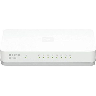 D-Link GO-SW-8G Gigabit Switch met 8 poorten, 10/100/1000 Mbps, ideaal voor het delen van verbindingen en netwerken in klein/thuiskantoor D-Link GO-SW-8G Gigabit Switch met 8 poorten, 10/100/1000 Mbps, ideaal voor het delen van verbindingen en netwerken in klein/thuiskantoor