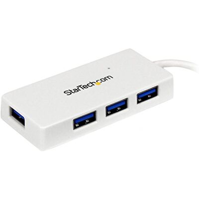 StarTech .com USB 3.0 hub 4 poorten met geïntegreerde kabel, draagbare USB-hub, mini USB 3 hub, wit (ST4300MINU3W) StarTech .com USB 3.0 hub 4 poorten met geïntegreerde kabel, draagbare USB-hub, mini USB 3 hub, wit (ST4300MINU3W)