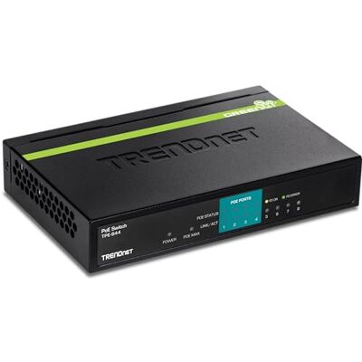 TRENDnet 8 ethernet-poorten, waaronder 4 PoE-poorten, in totaal 30 W, TPE-S44 TRENDnet 8 ethernet-poorten, waaronder 4 PoE-poorten, in totaal 30 W, TPE-S44