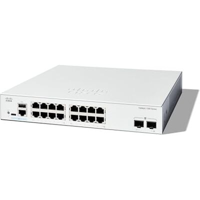 Cisco Systems Catalyst 1300-16T-2G Managed Switch, 16 poorten GE, 2 x 1GE SFP, beperkte levenslange bescherming (C1300-16T-2G) Cisco Systems Catalyst 1300-16T-2G Managed Switch, 16 poorten GE, 2 x 1GE SFP, beperkte levenslange bescherming (C1300-16T-2G)