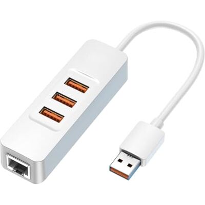 BIGBIG WON USB-hub, USB A-hub met 3 USB 3.0-poorten en 1 Gigabit Ethernet-poort RJ45 USB-adapter compatibel met PS4, Surface Pro, iMac, Mac Mini, XPS 15 BIGBIG WON USB-hub, USB A-hub met 3 USB 3.0-poorten en 1 Gigabit Ethernet-poort RJ45 USB-adapter compatibel met PS4, Surface Pro, iMac, Mac Mini, XPS 15