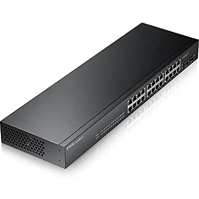 Zyxel 24-poorts gigabit switch Smart Managed Rackmontage en 24 GbE RJ-45 poorten + 2 SFP-poorten, zonder ventilator, VLAN, QoS, IGMP Snooping, Link Aggregation, rackmontageset Zyxel 24-poorts gigabit switch Smart Managed Rackmontage en 24 GbE RJ-45 poorten + 2 SFP-poorten, zonder ventilator, VLAN, QoS, IGMP Snooping, Link Aggregation, rackmontageset