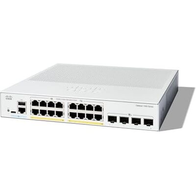 Cisco Systems Catalyst 1300-16P-4X Managed Switch, 16 poorten GE, PoE, 4x10GE SFP+, beperkte levenslange bescherming (C1300-16P-4X) Cisco Systems Catalyst 1300-16P-4X Managed Switch, 16 poorten GE, PoE, 4x10GE SFP+, beperkte levenslange bescherming (C1300-16P-4X)