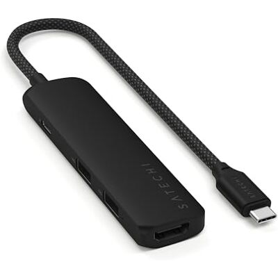 SATECHI USB C Hub 4-in-1 Slim Plus, PD 100W, HDMI 4K, zwart 2 x USB-A-poorten 10 Gbps, video 4K @ 60 Hz, voor MacBook Air/Pro/Neo, Windows-laptops en meer SATECHI USB C Hub 4-in-1 Slim Plus, PD 100W, HDMI 4K, zwart 2 x USB-A-poorten 10 Gbps, video 4K @ 60 Hz, voor MacBook Air/Pro/Neo, Windows-laptops en meer
