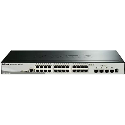 D-Link DGS-1510-28X/E 28-Port Gigabit Stackable Smart Managed Switch 24x 10/100/1000Mbps 4X 10G SFP+ zwart D-Link DGS-1510-28X/E 28-Port Gigabit Stackable Smart Managed Switch 24x 10/100/1000Mbps 4X 10G SFP+ zwart