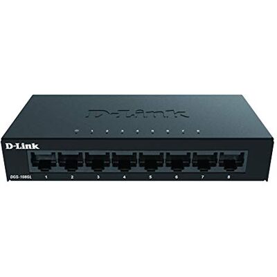 D-Link DGS-108GL Desktopschakelaar, 8 poorten, onbeheerd, zonder ventilator, plat profiel, metalen behuizing, plug and play, 802.3az EEE zwart DGS-108GL D-Link DGS-108GL Desktopschakelaar, 8 poorten, onbeheerd, zonder ventilator, plat profiel, metalen behuizing, plug and play, 802.3az EEE zwart DGS-108GL