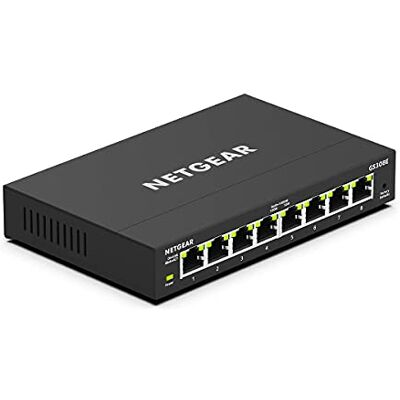 Netgear (GS308EV4) Ethernet-switch met 8 RJ45-poorten, Gigabit metaal (10/100/1000), RJ45 Web Manageable Serie Plus, plug-and-play, stil zonder ventilator, positionering op een bureau of aan de muur Netgear (GS308EV4) Ethernet-switch met 8 RJ45-poorten, Gigabit metaal (10/100/1000), RJ45 Web Manageable Serie Plus, plug-and-play, stil zonder ventilator, positionering op een bureau of aan de muur