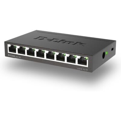 D-Link DGS-108 Gigabit Switch, 8 poorten, metaal, 10/100/1000 Mbps, ideaal voor het delen van verbindingen en thuisnetwerken D-Link DGS-108 Gigabit Switch, 8 poorten, metaal, 10/100/1000 Mbps, ideaal voor het delen van verbindingen en thuisnetwerken