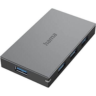 Hama Multiport Data USB-hub (USB 3.0, 4 poorten, Super Speed overdrachtssnelheid 5 Gbit/s, snel opladen, plug & play, met kabel en stekker) antraciet Hama Multiport Data USB-hub (USB 3.0, 4 poorten, Super Speed overdrachtssnelheid 5 Gbit/s, snel opladen, plug & play, met kabel en stekker) antraciet