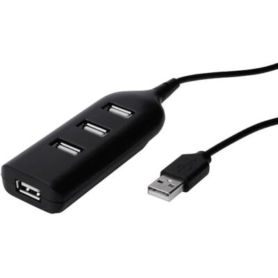 Digitus USB Hub, 4 poorten, high-speed USB 2.0, 480 Mbps, USB-voeding, zwart Digitus USB Hub, 4 poorten, high-speed USB 2.0, 480 Mbps, USB-voeding, zwart