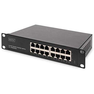 Digitus DN-80115 Gigabit ethernet switch, 10 inch, 16 poorten, onbeheerd, 32 Gbps backplane, auto MDI/MDI-X, zwart Digitus DN-80115 Gigabit ethernet switch, 10 inch, 16 poorten, onbeheerd, 32 Gbps backplane, auto MDI/MDI-X, zwart