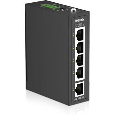D-Link DIS-100E-05 5-poorts Fast Ethernet industriële schakelaar, IP40 metalen behuizing, -40 ~ 75 °C, dubbele voeding, overspanningsbeveiliging, DIN-railmontage D-Link DIS-100E-05 5-poorts Fast Ethernet industriële schakelaar, IP40 metalen behuizing, -40 ~ 75 °C, dubbele voeding, overspanningsbeveiliging, DIN-railmontage
