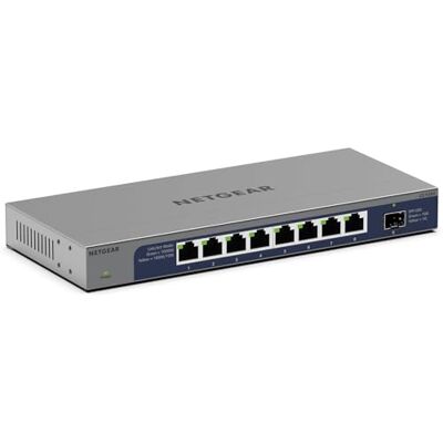 Netgear (GS108X) 1 Gigabit / 10 Gigabit Ethernet 8-poorts niet-managed switch met 1 x 10 Gigabit SFP+ poort, desktop of rack positionering en levenslange bescherming Netgear (GS108X) 1 Gigabit / 10 Gigabit Ethernet 8-poorts niet-managed switch met 1 x 10 Gigabit SFP+ poort, desktop of rack positionering en levenslange bescherming