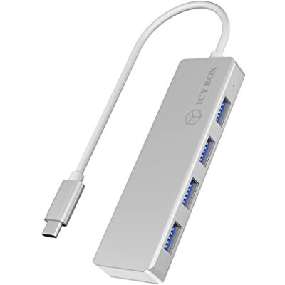 ICY BOX 60437 USB-C hub met 4 x USB 3.0 zilver/wit 60437 zilver ICY BOX 60437 USB-C hub met 4 x USB 3.0 zilver/wit 60437 zilver