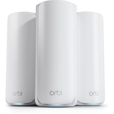 Netgear Orbi Mesh WiFi 7 System RBE873 3-pack tot 21 Gbps Dekt tot 600 m² 150 apparaten 10 GB internetpoort Tri-Band BE21000 compatibel met dikke muren en alle boxen wit Netgear Orbi Mesh WiFi 7 System RBE873 3-pack tot 21 Gbps Dekt tot 600 m² 150 apparaten 10 GB internetpoort Tri-Band BE21000 compatibel met dikke muren en alle boxen wit