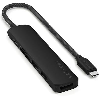 SATECHI 6-in-1 hub USB C Slim Plus multipoortadapter met PD 100W opladen, HDMI 4K @60Hz, 2x USB-A 10Gbps, SD/microSD voor MacBook Air/Pro/Neo, Laptop en meer, zwart SATECHI 6-in-1 hub USB C Slim Plus multipoortadapter met PD 100W opladen, HDMI 4K @60Hz, 2x USB-A 10Gbps, SD/microSD voor MacBook Air/Pro/Neo, Laptop en meer, zwart