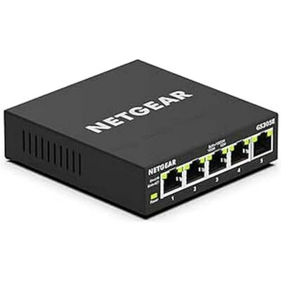 Netgear (GS305E) Ethernet Switch 5 poorten RJ45 Metal Gigabit (10/100/1000), RJ45 Switch Manageable Series Plus, positionering op een bureau of aan de muur, Ethernet-splitter, stille werking Netgear (GS305E) Ethernet Switch 5 poorten RJ45 Metal Gigabit (10/100/1000), RJ45 Switch Manageable Series Plus, positionering op een bureau of aan de muur, Ethernet-splitter, stille werking