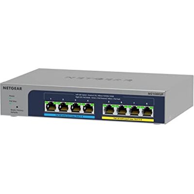 Netgear (MS108EUP) Ethernet Plus 8-poorts Ultra60 PoE++ Multi-Gigabit (2,5G) Ethernet Plus Unmanaged L2/L3 2.5G, Ethernet (100/1000/2500) Ethernet-verbinding, PoE, grijs Netgear (MS108EUP) Ethernet Plus 8-poorts Ultra60 PoE++ Multi-Gigabit (2,5G) Ethernet Plus Unmanaged L2/L3 2.5G, Ethernet (100/1000/2500) Ethernet-verbinding, PoE, grijs