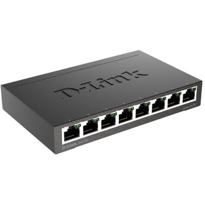D-Link DGS-108 Gigabit Switch, 8 poorten, metaal, 10/100/1000 Mbps, ideaal voor het delen van verbindingen en thuisnetwerken D-Link DGS-108 Gigabit Switch, 8 poorten, metaal, 10/100/1000 Mbps, ideaal voor het delen van verbindingen en thuisnetwerken