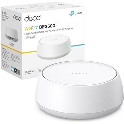 TP-Link Deco BE3600 Wi-Fi 7 Mesh WLAN (1 stuk), dual-band wifi-router en repeater 3,6 Gbit/s, 2 Gigabit poorten, MLO, WPA3, 160 MHz kanalen, VPN, HomeShield, kinderbeveiliging TP-Link Deco BE3600 Wi-Fi 7 Mesh WLAN (1 stuk), dual-band wifi-router en repeater 3,6 Gbit/s, 2 Gigabit poorten, MLO, WPA3, 160 MHz kanalen, VPN, HomeShield, kinderbeveiliging