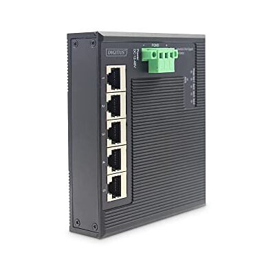 Digitus Platte netwerkschakelaar Gigabit Ethernet 5 poorten DIN-rail montage klemmenblok zonder ventilator zwart Digitus Platte netwerkschakelaar Gigabit Ethernet 5 poorten DIN-rail montage klemmenblok zonder ventilator zwart