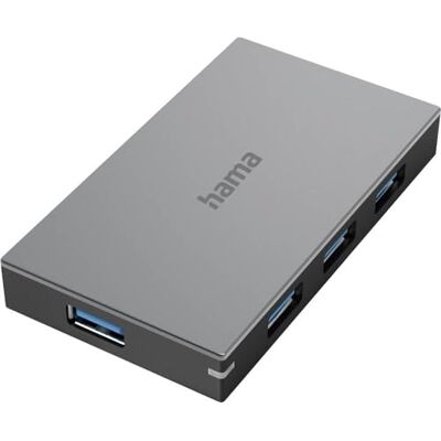 Hama Multiport Data USB-hub (USB 3.0, 4 poorten, Super Speed overdrachtssnelheid 5 Gbit/s, snel opladen, plug & play, met kabel en stekker) antraciet Hama Multiport Data USB-hub (USB 3.0, 4 poorten, Super Speed overdrachtssnelheid 5 Gbit/s, snel opladen, plug & play, met kabel en stekker) antraciet