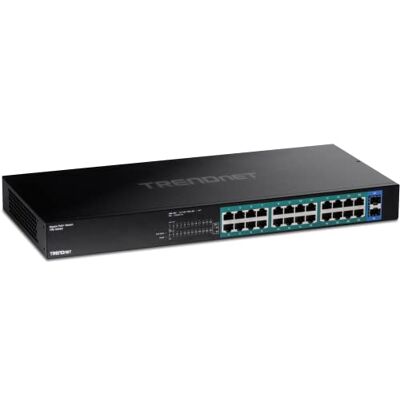 TRENDnet TPE-TG240G Gigabit PoE+ Switch 24-poorts 24x Gigabit PoE+ + 370W Power Budget 48Gb/s Schakelcapaciteit, Rack Mounting Kit inclusief Ethernet Network Switch TRENDnet TPE-TG240G Gigabit PoE+ Switch 24-poorts 24x Gigabit PoE+ + 370W Power Budget 48Gb/s Schakelcapaciteit, Rack Mounting Kit inclusief Ethernet Network Switch