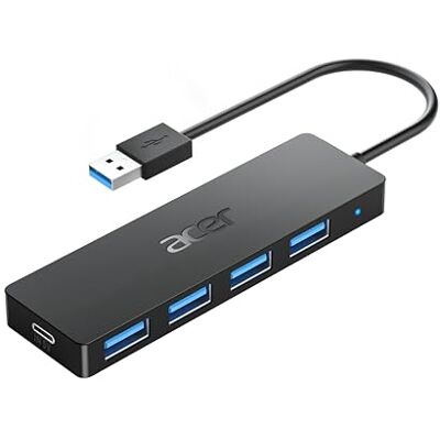 Acer USB 3.0-hub met 4 poorten, multipoortadapter voor pc, MacBook Air Multiport Extender voor pc, laptop, toetsenbord, muis, harde schijf, MacBook Pro/Air, iMac, Surface Pro, MacOS Acer USB 3.0-hub met 4 poorten, multipoortadapter voor pc, MacBook Air Multiport Extender voor pc, laptop, toetsenbord, muis, harde schijf, MacBook Pro/Air, iMac, Surface Pro, MacOS