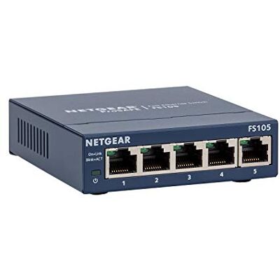 Netgear FS105-300UKS Fast Ethernet-schakelaar, 5 poorten Netgear FS105-300UKS Fast Ethernet-schakelaar, 5 poorten