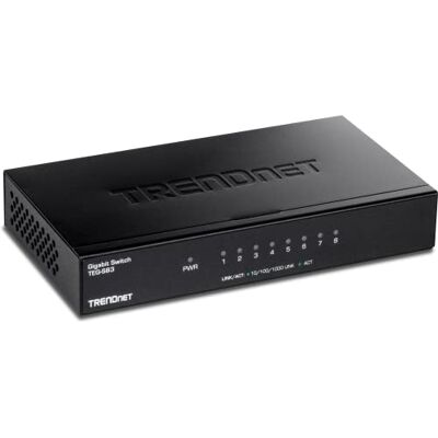 TRENDnet TEG-S83 Gigabit Desktopschakelaar, 8 poorten, Gigabit RJ-45, schakelcapaciteit 16 Gbit/s, ventilatorloos design, metalen behuizing, zwart TRENDnet TEG-S83 Gigabit Desktopschakelaar, 8 poorten, Gigabit RJ-45, schakelcapaciteit 16 Gbit/s, ventilatorloos design, metalen behuizing, zwart