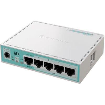 Mikrotik 5-poorts Gigabit 512 MB RAM (E50UG) HEX-router Mikrotik 5-poorts Gigabit 512 MB RAM (E50UG) HEX-router