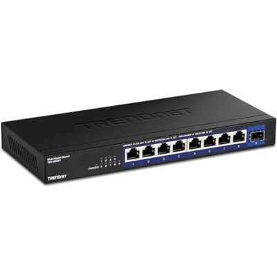 TRENDnet 9-poorts onbeheerde 2,5G switch met 10G SFP+ poort, TEG-S5091, 8 poorten 2,5GBASE-T, 60 Gbps schakelvermogen, zonder ventilator, wandmontage, zwart TRENDnet 9-poorts onbeheerde 2,5G switch met 10G SFP+ poort, TEG-S5091, 8 poorten 2,5GBASE-T, 60 Gbps schakelvermogen, zonder ventilator, wandmontage, zwart