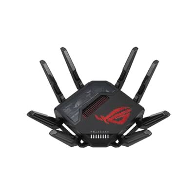 Asus ROG Rapture GT-BE98 WiFi 7 Quad-Band Gaming Router (320 MHz bandbreedte, Dual 10G poorten, back-up WAN, mobiele gaming-modus, Aura RGB, AiMesh, VPN) Asus ROG Rapture GT-BE98 WiFi 7 Quad-Band Gaming Router (320 MHz bandbreedte, Dual 10G poorten, back-up WAN, mobiele gaming-modus, Aura RGB, AiMesh, VPN)