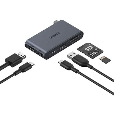 Anker Nano USB C Compact 6-in-1 hub met PD opladen 85 W (oplader niet inbegrepen) hub, HDMI 4K bij 60Hz, USB-C 10Gb/s, USB-A 5Gb/s, SD/TF-kaartlezer, voor MacBook, Lenovo, HP en meer Anker Nano USB C Compact 6-in-1 hub met PD opladen 85 W (oplader niet inbegrepen) hub, HDMI 4K bij 60Hz, USB-C 10Gb/s, USB-A 5Gb/s, SD/TF-kaartlezer, voor MacBook, Lenovo, HP en meer