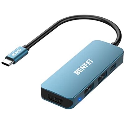 BENFEI USB-C Hub, 4-in-1 USB-C hub, met 4K HDMI, 60W voeding, 2 USB-poorten, voor MacBook Pro 2020/2019/2018, Pixelbook, XPS BENFEI USB-C Hub, 4-in-1 USB-C hub, met 4K HDMI, 60W voeding, 2 USB-poorten, voor MacBook Pro 2020/2019/2018, Pixelbook, XPS