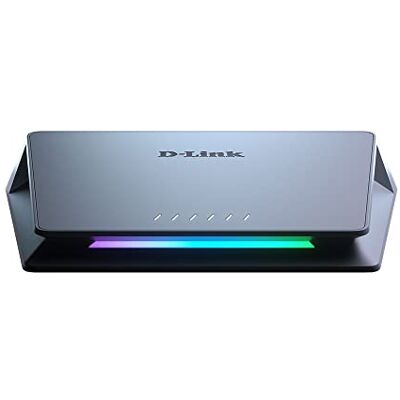 D-Link DMS-106XT 6-Poort Multi-Gigabit Unmanaged Switch, 2.5 Gigabit Ethernet 5 Poorts Switch, 10 Gigabit Uplink, RGB Lighting, Aluminium Behuizing, Fanless, Turbo Mode, IGMP Snooping, Port-Base QoS D-Link DMS-106XT 6-Poort Multi-Gigabit Unmanaged Switch, 2.5 Gigabit Ethernet 5 Poorts Switch, 10 Gigabit Uplink, RGB Lighting, Aluminium Behuizing, Fanless, Turbo Mode, IGMP Snooping, Port-Base QoS