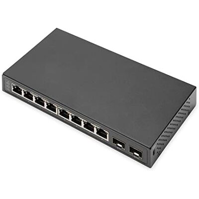 Digitus 10-poorts gigabit netwerkswitch onbeheerd 8x RJ45-poorten 2x SFP uplinks 10/100/1000 Mbps Auto-MDI/MDI-X zwart Digitus 10-poorts gigabit netwerkswitch onbeheerd 8x RJ45-poorten 2x SFP uplinks 10/100/1000 Mbps Auto-MDI/MDI-X zwart