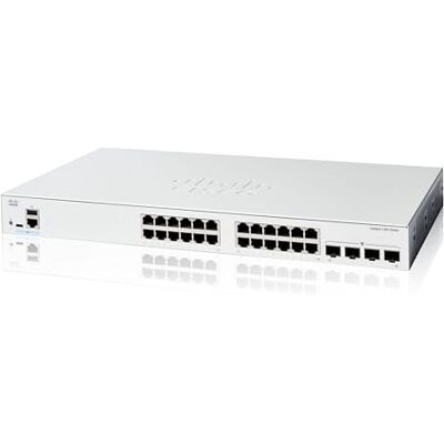Cisco Systems Catalyst 1200-24T-4G Smart Switch, 24 poorten GE, 4 x 1GE SFP, beperkte levenslange bescherming (C1200-24T-4G) Cisco Systems Catalyst 1200-24T-4G Smart Switch, 24 poorten GE, 4 x 1GE SFP, beperkte levenslange bescherming (C1200-24T-4G)