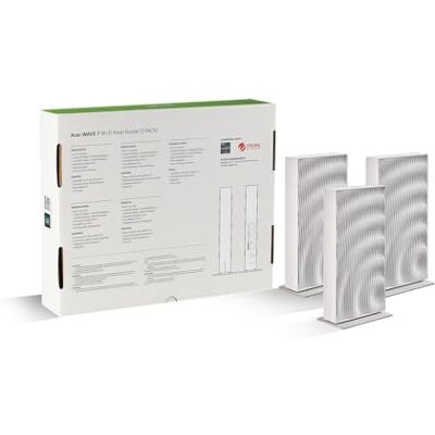 Acer 3 stuks WiFi Connect W7 mesh routers, WiFi 7 tot 6,4 Gbps, Mesh-systeem, MLO, ondersteunt 6 GHz/5 GHz/2,4 GHz en 320 MHz, meerdere ethernetpoorten Acer 3 stuks WiFi Connect W7 mesh routers, WiFi 7 tot 6,4 Gbps, Mesh-systeem, MLO, ondersteunt 6 GHz/5 GHz/2,4 GHz en 320 MHz, meerdere ethernetpoorten
