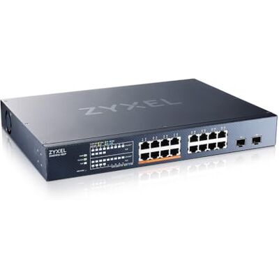 Zyxel XMG1915-18EP, 16-poorts 2,5GbE Smart Switch, 2 SFP+, 8 PoE++ 180 W, Hybird, Standalone of NebulaFlex Cloud Zyxel XMG1915-18EP, 16-poorts 2,5GbE Smart Switch, 2 SFP+, 8 PoE++ 180 W, Hybird, Standalone of NebulaFlex Cloud