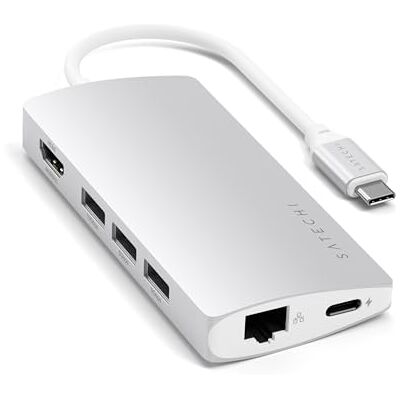 SATECHI Aluminium Multi-Port Adapter V2-4K HDMI (60Hz), Gigabit Ethernet, USB-C Pass-Through, SD/Micro-kaartlezers, USB 3.1voor 2020/2019/2018 MacBook Pro, MacBook Air, 2020/2018 iPad en meer (Zilver) SATECHI Aluminium Multi-Port Adapter V2-4K HDMI (60Hz), Gigabit Ethernet, USB-C Pass-Through, SD/Micro-kaartlezers, USB 3.1voor 2020/2019/2018 MacBook Pro, MacBook Air, 2020/2018 iPad en meer (Zilver)