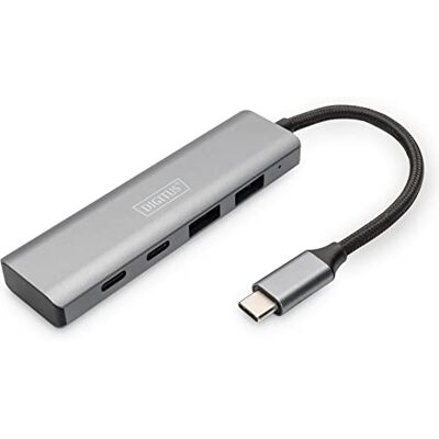 Digitus DA-70245 USB-hub 4-poort USB 3.2 Gen 2 hub type C Superspeed+ gegevensoverdracht tot 10 Gbit/s compact en draagbaar plug-and-play voor pc, notebook en Mac donkergrijs Digitus DA-70245 USB-hub 4-poort USB 3.2 Gen 2 hub type C Superspeed+ gegevensoverdracht tot 10 Gbit/s compact en draagbaar plug-and-play voor pc, notebook en Mac donkergrijs