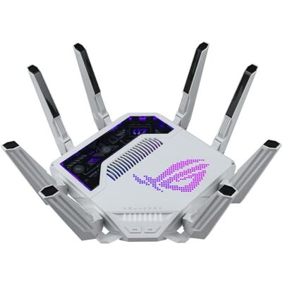 Asus ROG Rapture GT-BE19000AI Tri-band spelrouter 320 MHz, WiFi7, 802.11be, tot 325 m², drievoudige beveiliging, AiMesh Whole Home Mesh WiFi, dubbele poorten 10G Asus ROG Rapture GT-BE19000AI Tri-band spelrouter 320 MHz, WiFi7, 802.11be, tot 325 m², drievoudige beveiliging, AiMesh Whole Home Mesh WiFi, dubbele poorten 10G