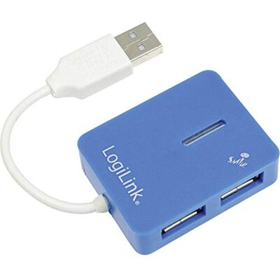 Logilink Smile USB 2.0 Hub, 4 poorten, blauw Logilink Smile USB 2.0 Hub, 4 poorten, blauw