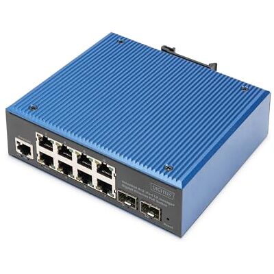 Digitus PoE netwerkswitch 10 Gigabit Ethernet poorten 8x RJ45 + 2x SFP IP40 L2 beheerd 10/100/1000 Mbit/s DIN-rail montage industriële serie zwart/blauw Digitus PoE netwerkswitch 10 Gigabit Ethernet poorten 8x RJ45 + 2x SFP IP40 L2 beheerd 10/100/1000 Mbit/s DIN-rail montage industriële serie zwart/blauw